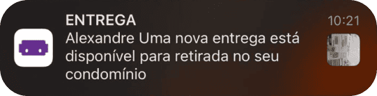 Notificação de entrega disponível
