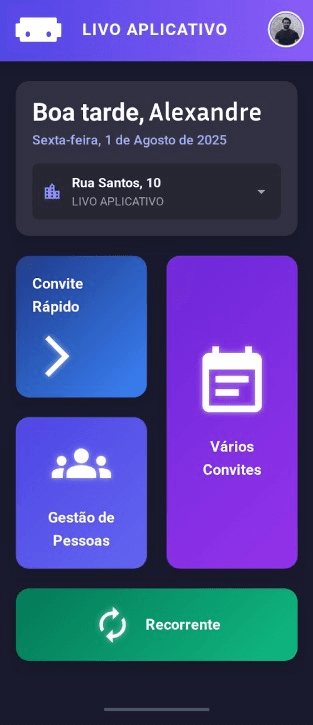 Interface do app LIVO no celular